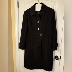 Y2K Era Liz Claiborne Black Button-Up Wool Blend Coat